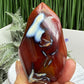 Carnelian with Orca Agate Quartz Flame Free Form Healing Crystal 167g
