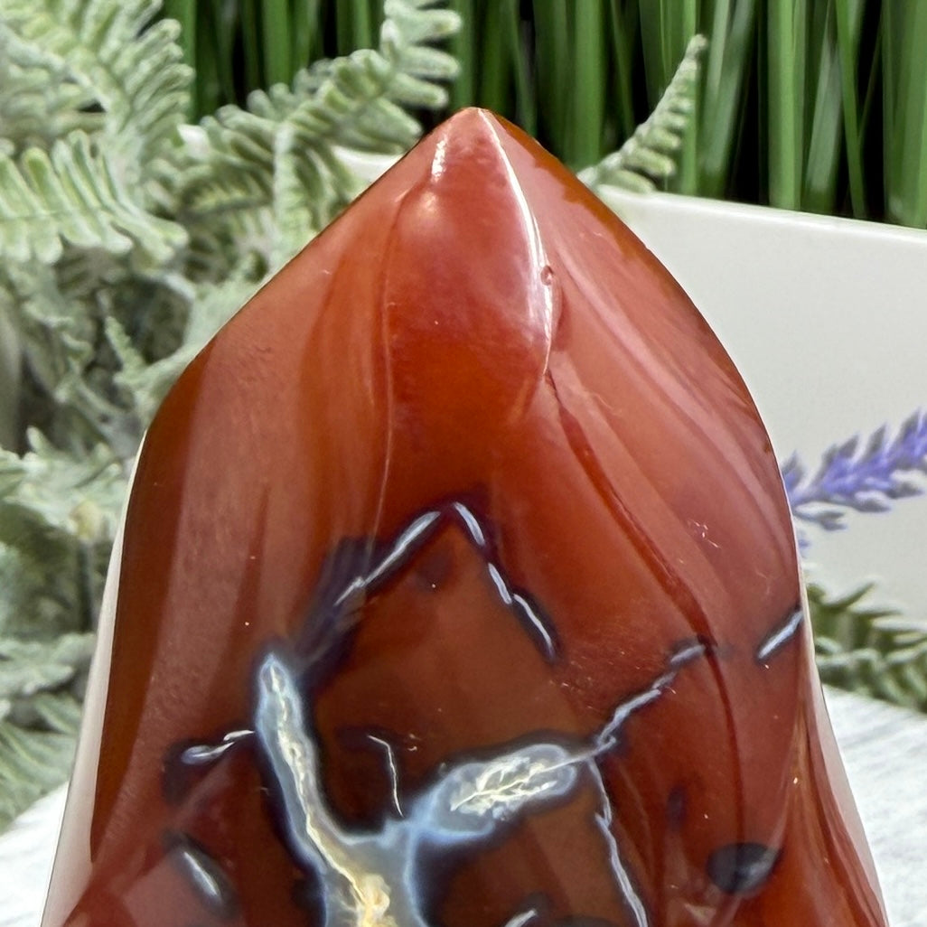 Carnelian with Orca Agate Quartz Flame Free Form Healing Crystal 167g