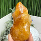 Golden Healer Quartz Crystal Flame Free Form Gemstone 315g