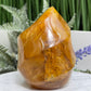 Golden Healer Quartz Crystal Flame Free Form Gemstone 358g