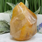 Golden Healer Quartz Crystal Flame Free Form Gemstone 358g