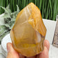 Golden Healer Quartz Crystal Flame Free Form Gemstone 358g