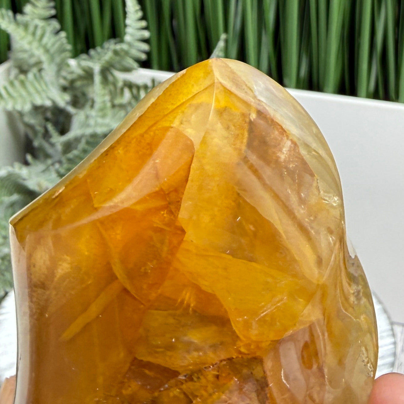 Golden Healer Quartz Crystal Flame Free Form Gemstone 358g