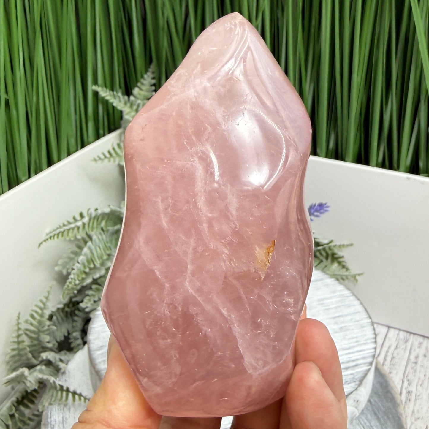 Rose Golden Healer Quartz Flame Free Form Healing Crystal 413g