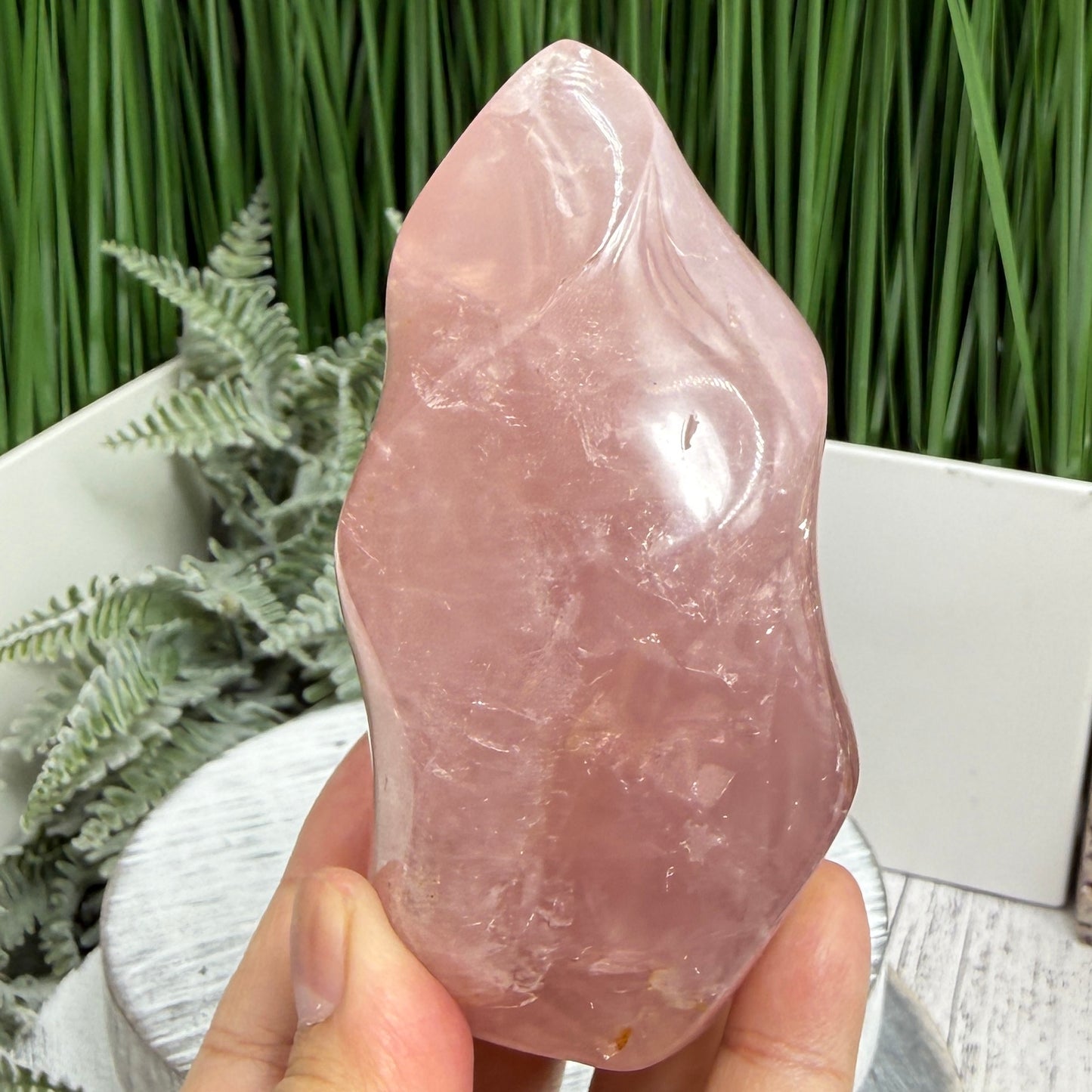 Rose Golden Healer Quartz Flame Free Form Healing Crystal 413g