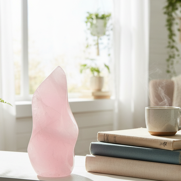 Rose Quartz Flame Free Form Healing Crystal 278g