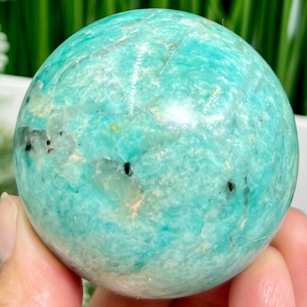 Amazonite with Smoky Quartz Sphere Healing Crystal Ball 296g 60mm