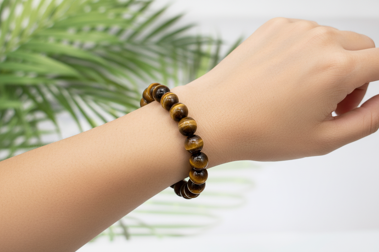 Tigers Eye Crystals Bracelets Wearable Gemstones Elastic Various Bead Sizes