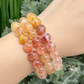 Clear Golden Fire Quartz Hematoid Crystals Bracelets Elastic 9-10mm Beads 17.5cm