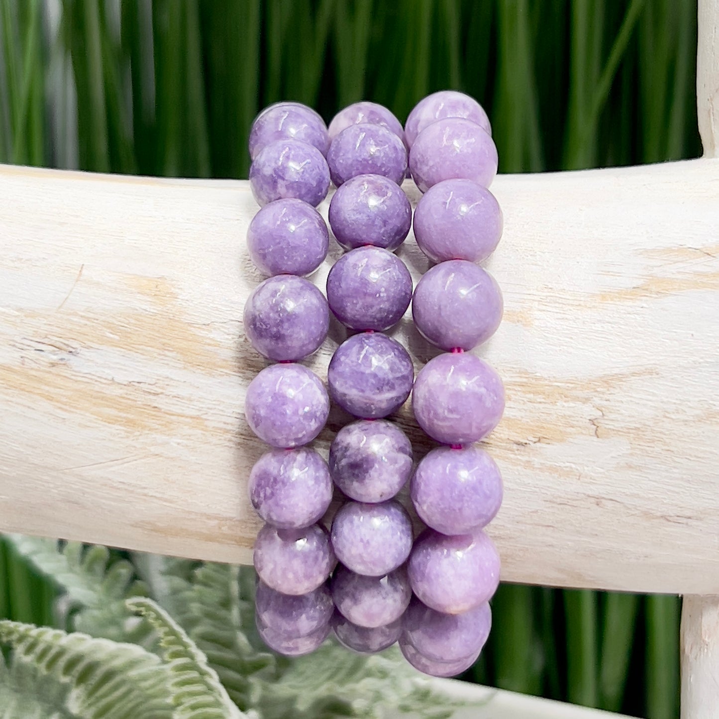 Lepidolite Purple Mica Crystals Bracelets Wearable Gemstones Elastic 9-10mm Beads 16cm