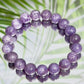 Lepidolite Purple Mica Crystals Bracelets Wearable Gemstones Elastic 9-10mm Beads 16cm