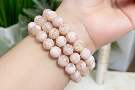 Flower Agate Crystals Bracelets Wearable Gemstones Elastic Various Bead Sizes