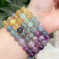 Fluorite Purple Blue Yellow Green Crystals Bracelets Wearable Gemstones Elastic 9-10mm Beads 16cm