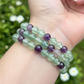 Fluorite Purple Green Crystals Bracelets Wearable Gemstones Elastic 7-8mm Beads 16cm