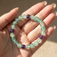 Fluorite Purple Green Crystals Bracelets Wearable Gemstones Elastic 7-8mm Beads 16cm