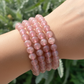 Red Strawberry Quartz Crystals Bracelets Wearable Gemstones Elastic 8mm Beads 16cm