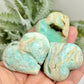 Blue Aragonite Hearts With Stand Healing Crystal Carvings YOU CHOOSE