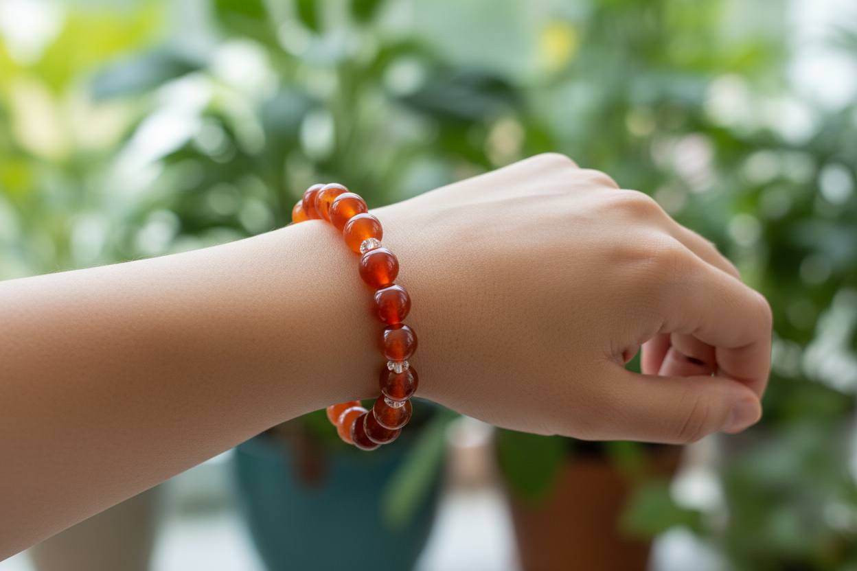 Sardonyx Crystals Bracelets Wearable Gemstones Elastic 9mm Beads 14cm