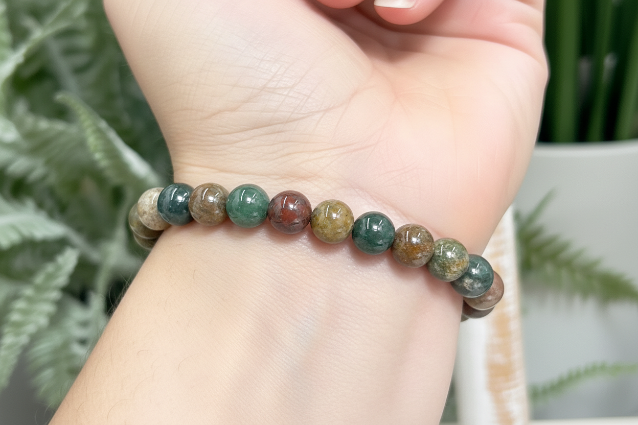 Ocean Sea Jasper Crystals Bracelets Wearable Gemstones Elastic 7-8mm Beads 16cm