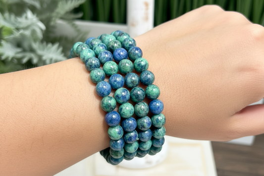Chrysocolla Crystals Bracelets Gemstones Elastic 8mm Beads 16cm