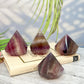 Fluorite Gemstone Diamond Shaped Tip Crystal Carving YOU CHOOSE