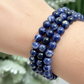 Blue Sodalite Crystals Bracelets Wearable Gemstones Elastic 7-8mm Beads 16cm