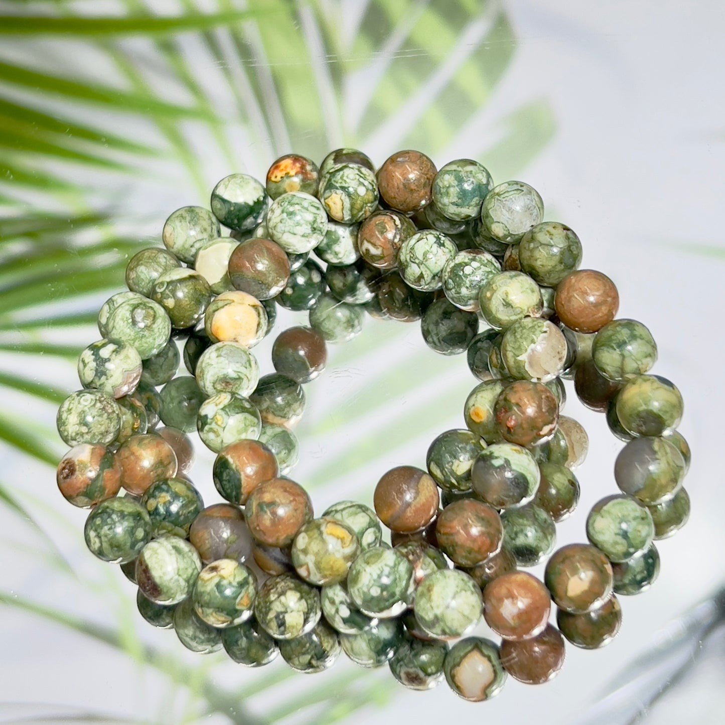 Rainforest Jasper Rhyolite Crystals Bracelets Wearable Gemstones Elastic 8mm Beads 16cm