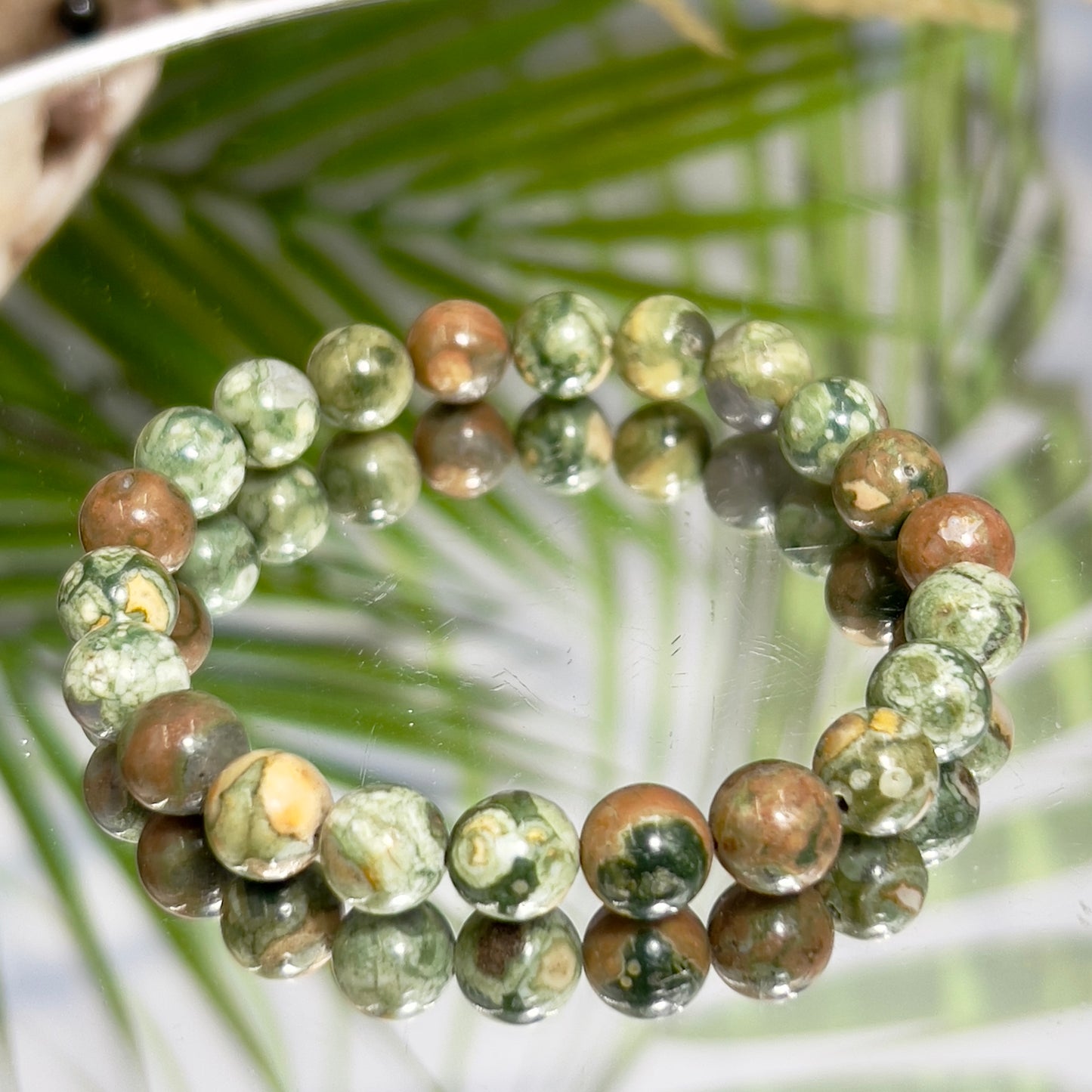 Rainforest Jasper Rhyolite Crystals Bracelets Wearable Gemstones Elastic 8mm Beads 16cm