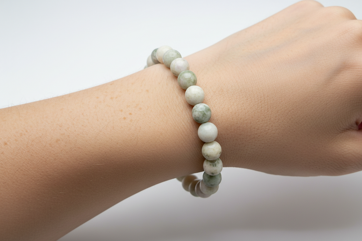White Green Purple Jade Crystals Bracelets Wearable Gemstones Elastic 8mm Beads 15cm