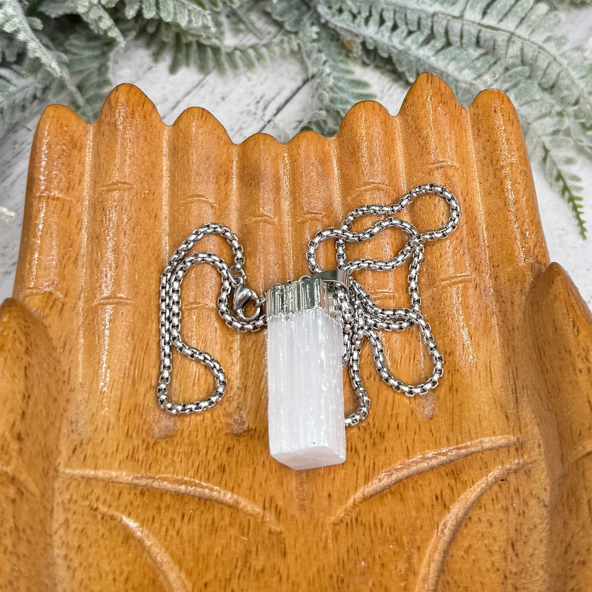 Satin Spar Selenite Stick Necklace Crystal Approx 3cm