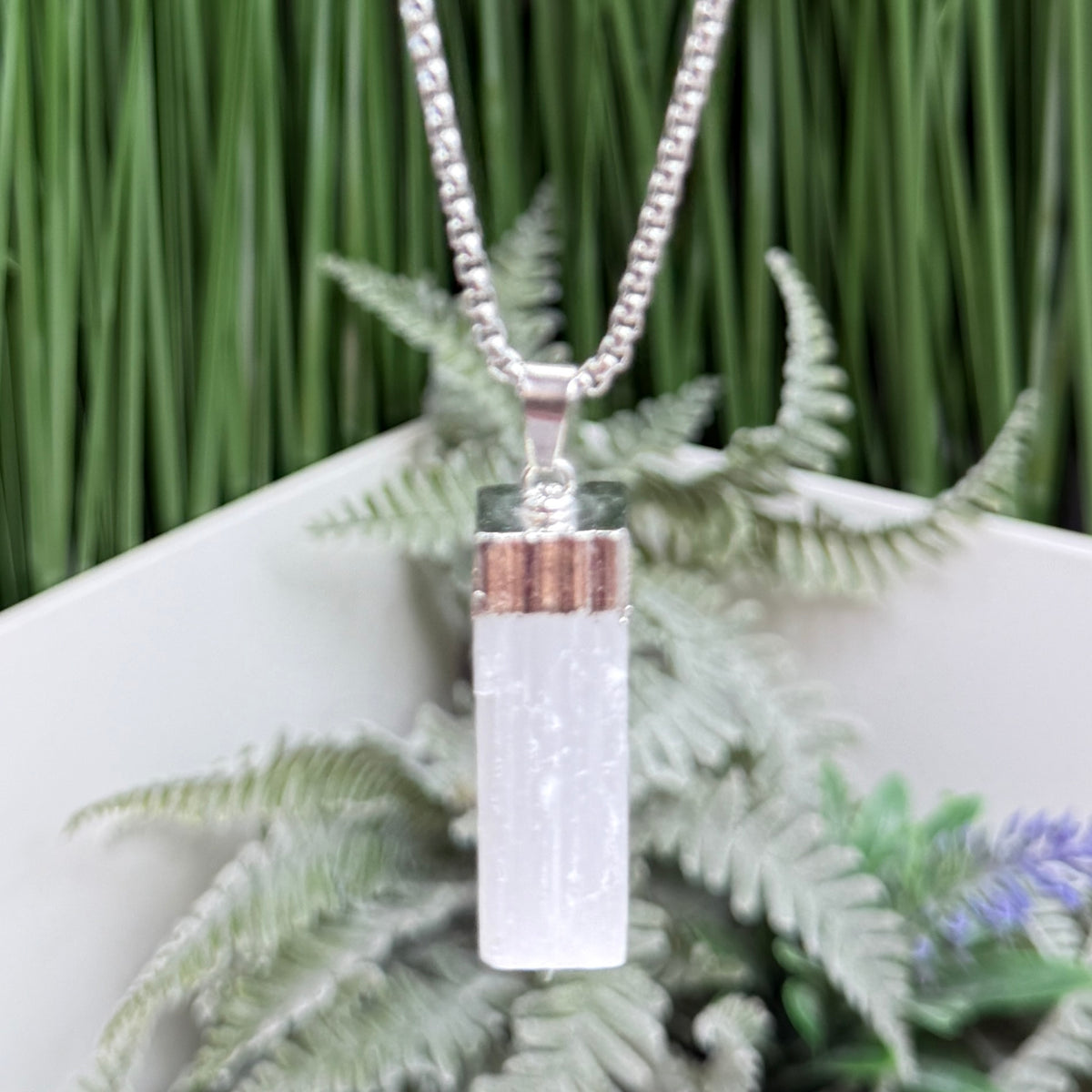 Satin Spar Selenite Stick Necklace Crystal Approx 3cm