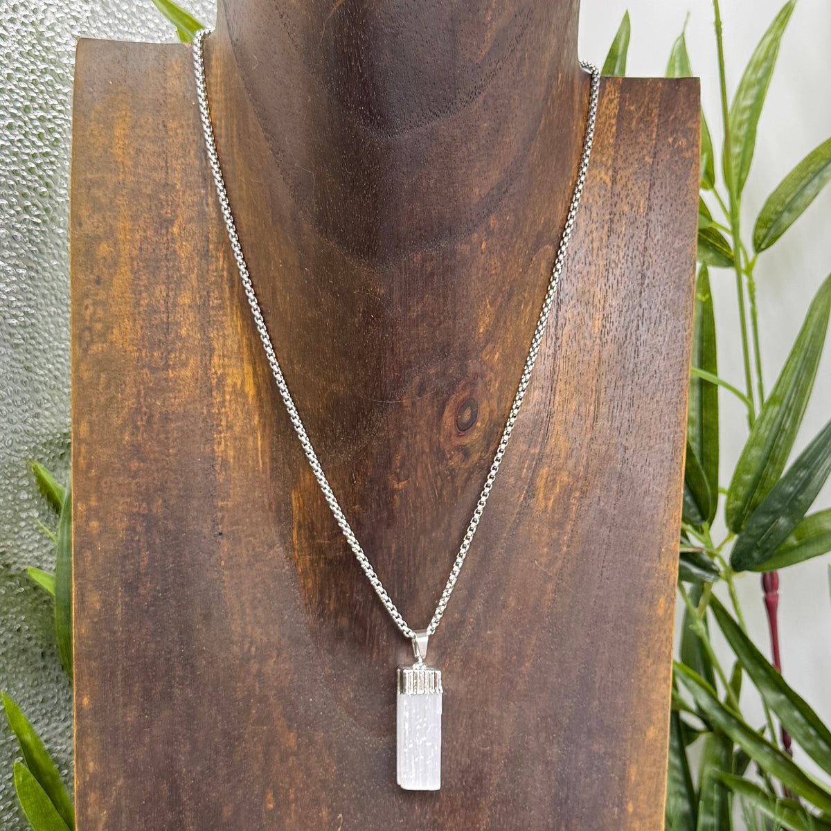 Satin Spar Selenite Stick Necklace Crystal Approx 3cm