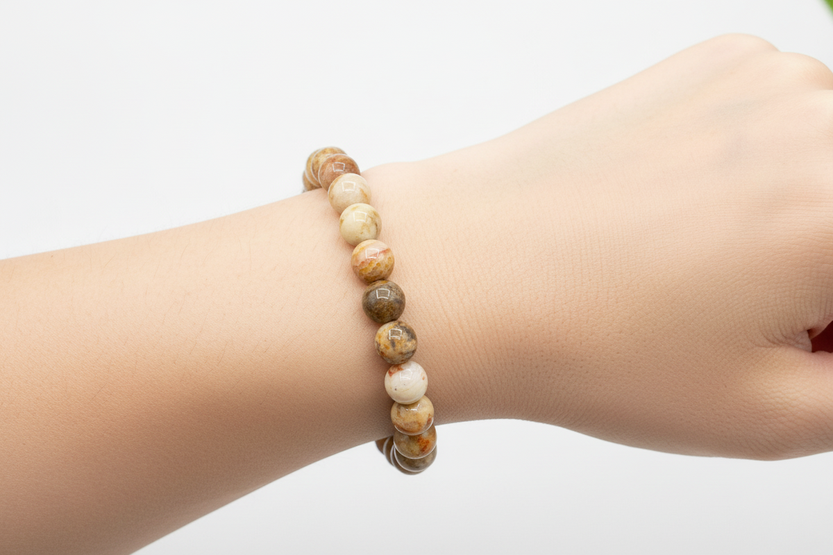 Crazy Lace Agate Crystals Bracelets Wearable Gemstones Elastic 7-8mm Beads 15cm
