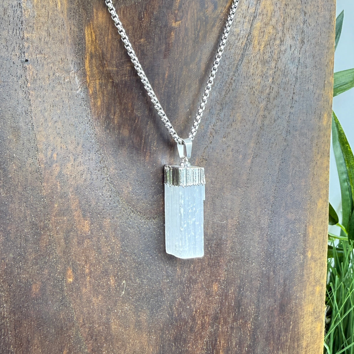 Satin Spar Selenite Stick Necklace Crystal Approx 3cm