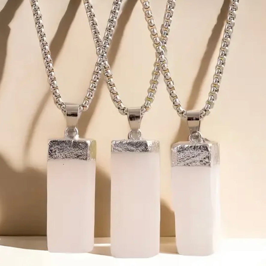 Satin Spar Selenite Stick Necklace Crystal Approx 3cm