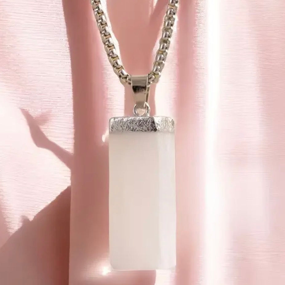 Satin Spar Selenite Stick Necklace Crystal Approx 3cm