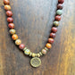 Jasper Mala Necklace Bracelet Elastic Prayer Beads with Lotus Pendant