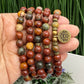 Jasper Mala Necklace Bracelet Elastic Prayer Beads with Lotus Pendant