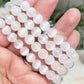 Satin Spar Selenite Crystals Bracelets Wearable Gemstones Elastic 8mm Beads 16cm