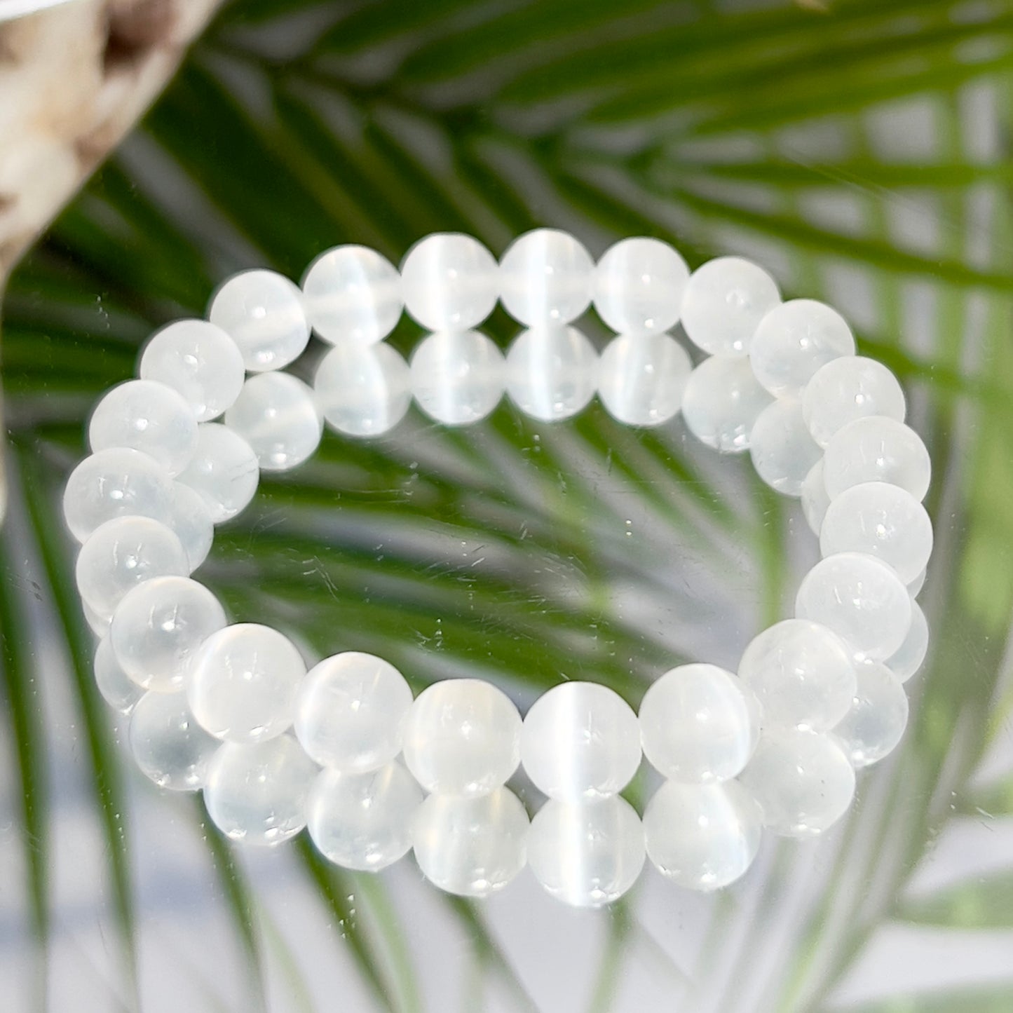 Satin Spar Selenite Crystals Bracelets Wearable Gemstones Elastic 8mm Beads 16cm