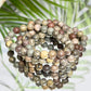 Dendritic Jasper Crystals Bracelets Wearable Gemstones Elastic 7-8mm Beads 16cm