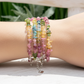 Tourmaline Pink Green Yellow Blue Chips Crystals Bracelets Wearable Gemstones Elastic
