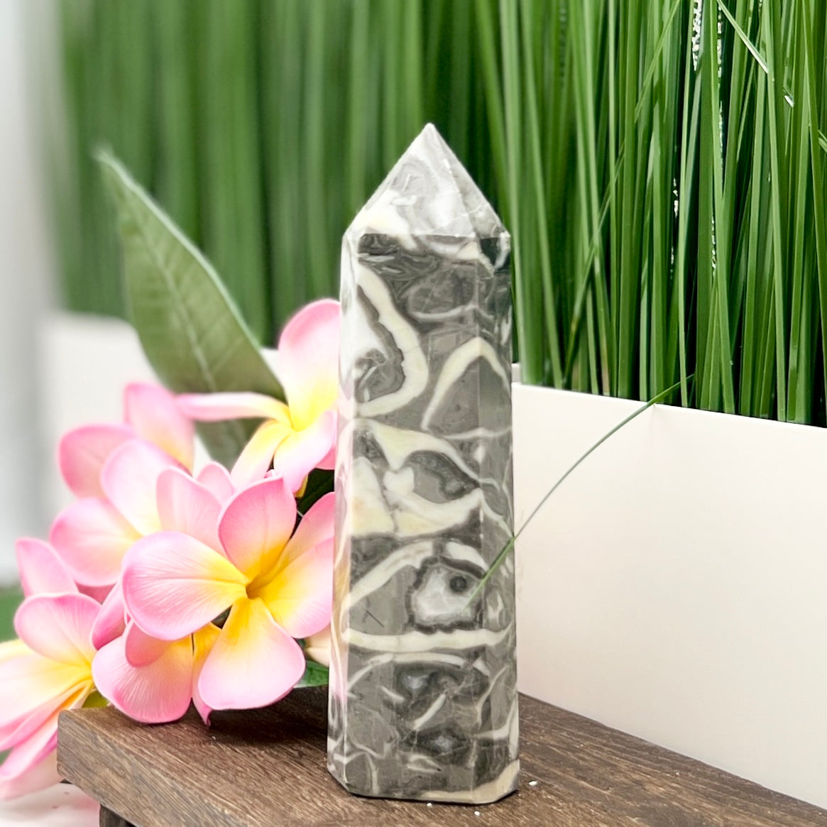 Shell Thousand Eye Jasper Tower Healing Crystal Generator 732g 181mm