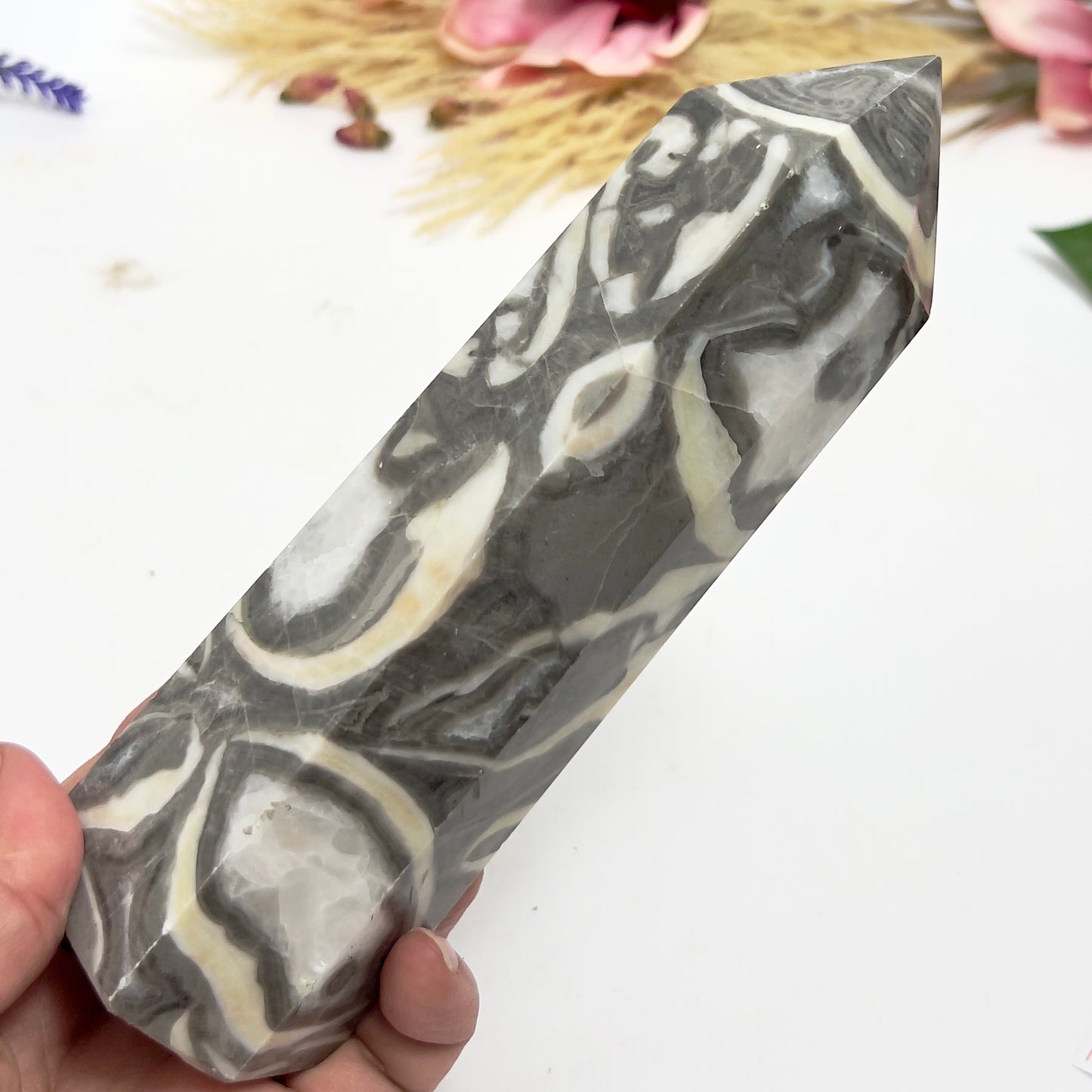 Shell Thousand Eye Jasper Tower Healing Crystal Generator 732g 181mm