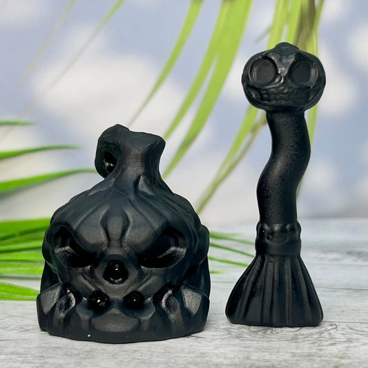 Black Obsidian Matt Halloween Brooms Pumpkins Crystal Carvings