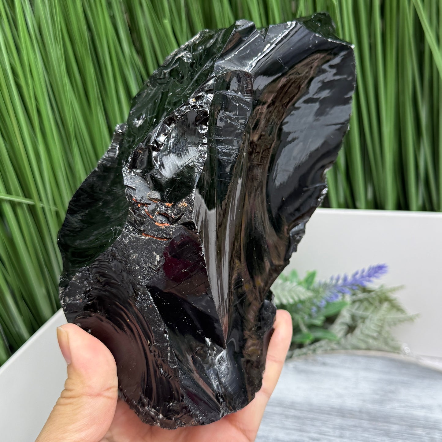 Large Black Obsidian Raw Specimen Natural Crystal 1320g