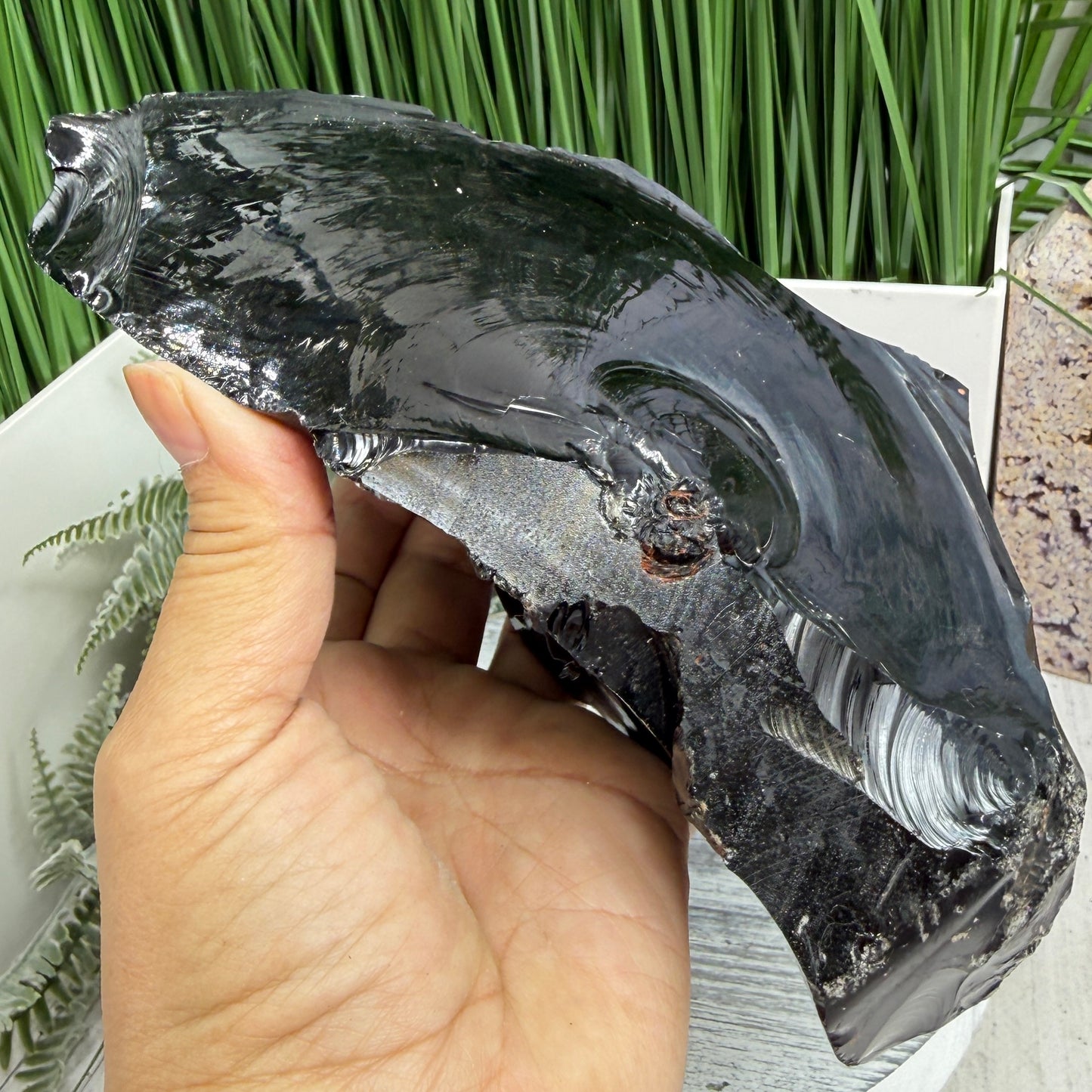 Large Black Obsidian Raw Specimen Natural Crystal 1320g