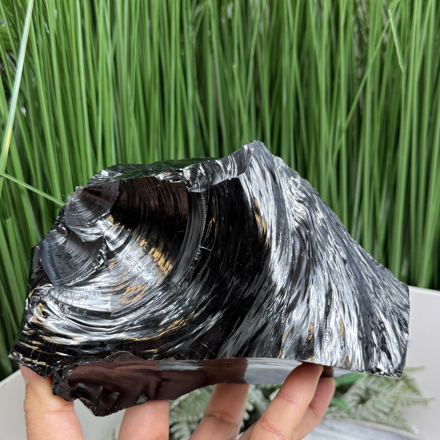 Large Black Obsidian Raw Specimen Natural Crystal 1360g