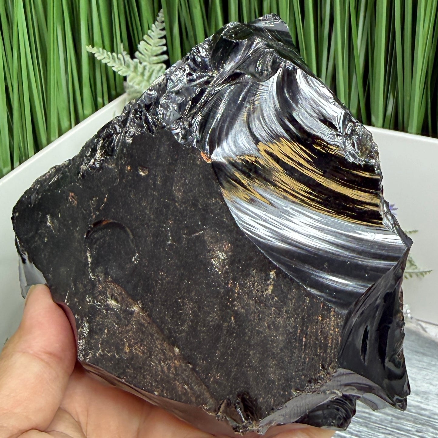 Large Black Obsidian Raw Specimen Natural Crystal 1360g