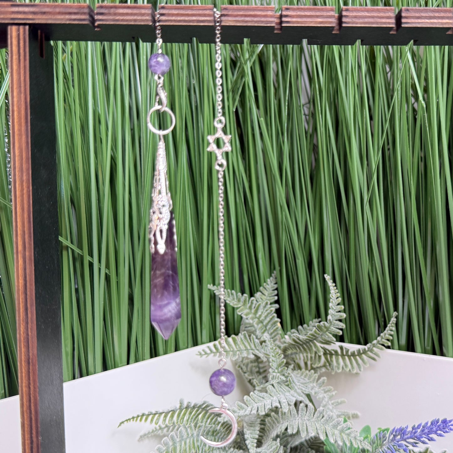 Crystal Pendulums Amethyst Precision Gemstone Chain Divination Manifestation Stone